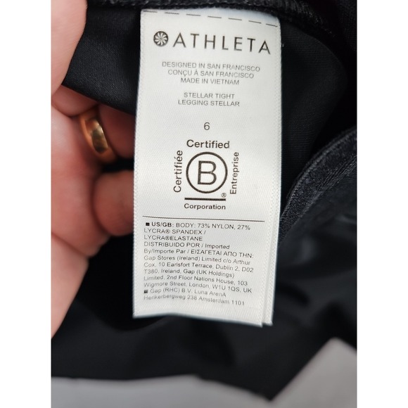 ATHLETA Pants Size 6 26x27 Black Stellar Tight High Rise Zip Pockets 982974 - Picture 7 of 10